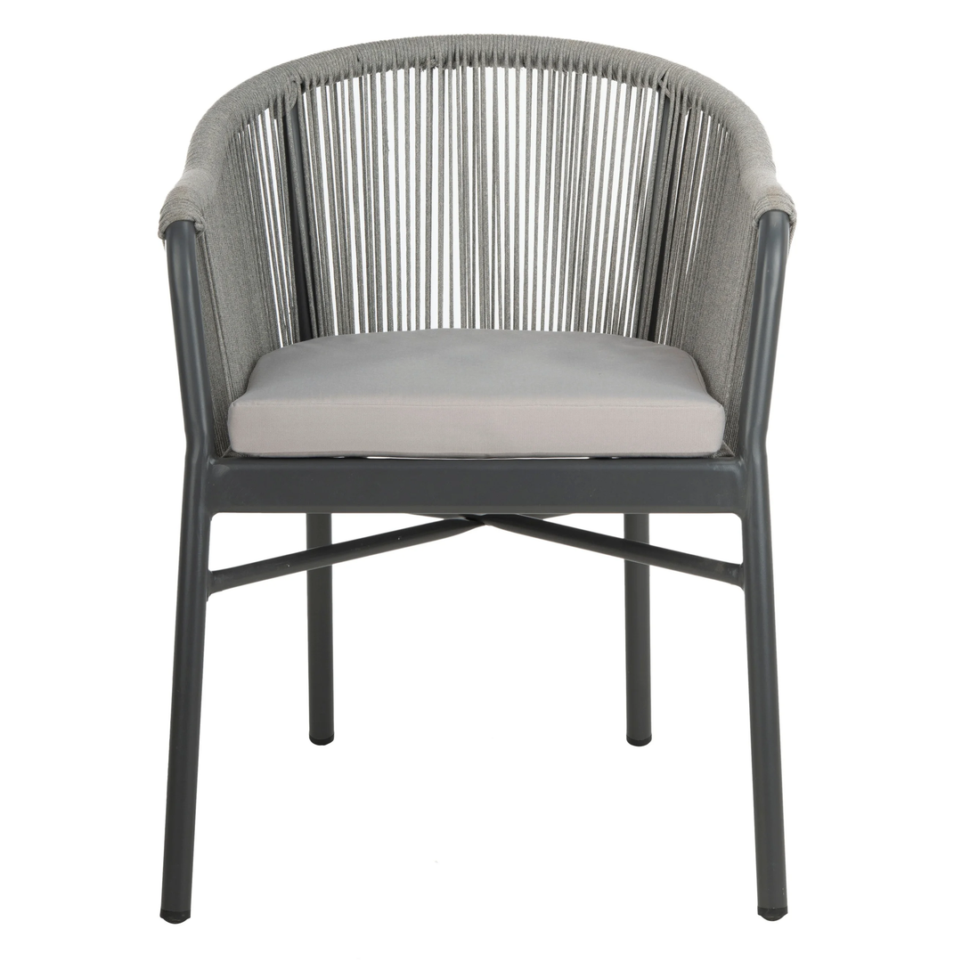 Ernesto Outdoor Patio Seating Set of 2 Chairs (Grey) Braided & Rope