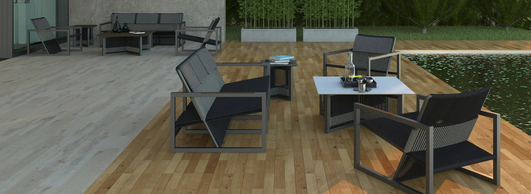 Alvery Outdoor Sofa Set 3 Seater, 2 Single seater, 1 side table and 1 Center Table (Grey + Black)