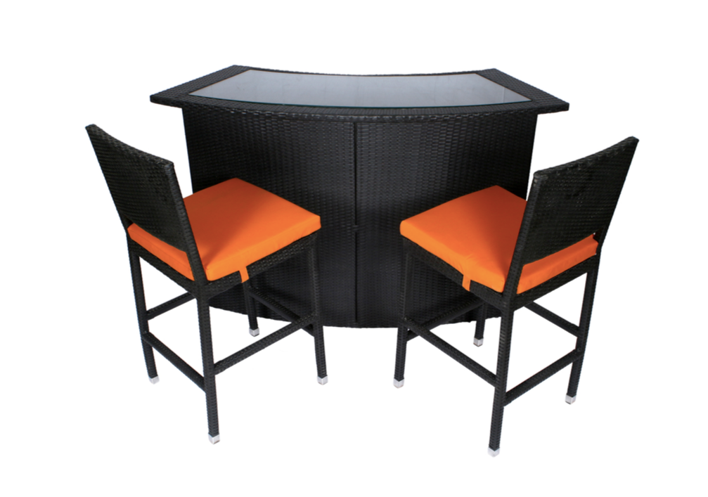 Elsie Outdoor Patio Bar Sets 2 Chairs and 1 Table (Black)