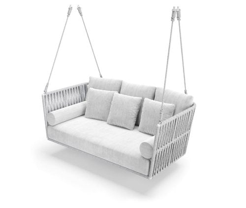 Celeste Double Seater Hanging Swing Without Stand For Balcony , Garden Swing (Silver) Braided & Rope