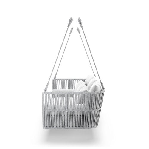 Celeste Double Seater Hanging Swing Without Stand For Balcony , Garden Swing (Silver) Braided & Rope