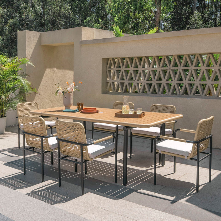 Femia Outdoor Patio Seating Set 2 Chairs Set (Honey)