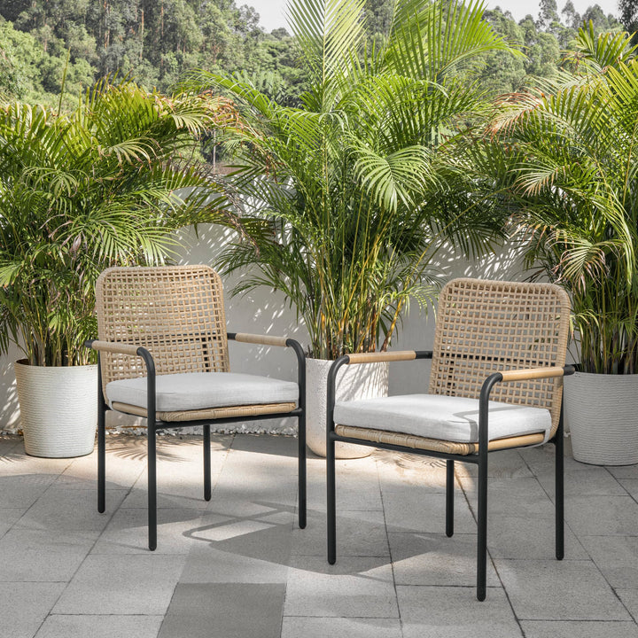 Femia Outdoor Patio Seating Set 2 Chairs Set (Honey)