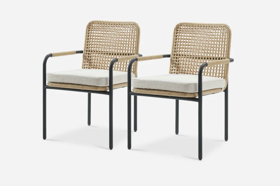 Femia Outdoor Patio Seating Set 2 Chairs Set (Honey)