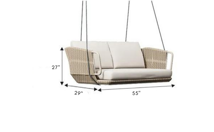 Pascale Double Seater Hanging Swing Without Stand For Balcony , Garden Swing (Beige) Braided & Rope