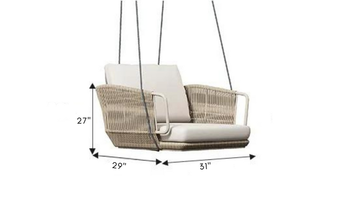 Benoit Single Seater Hanging Swing Without Stand For Balcony , Garden Swing (Beige) Braided & Rope