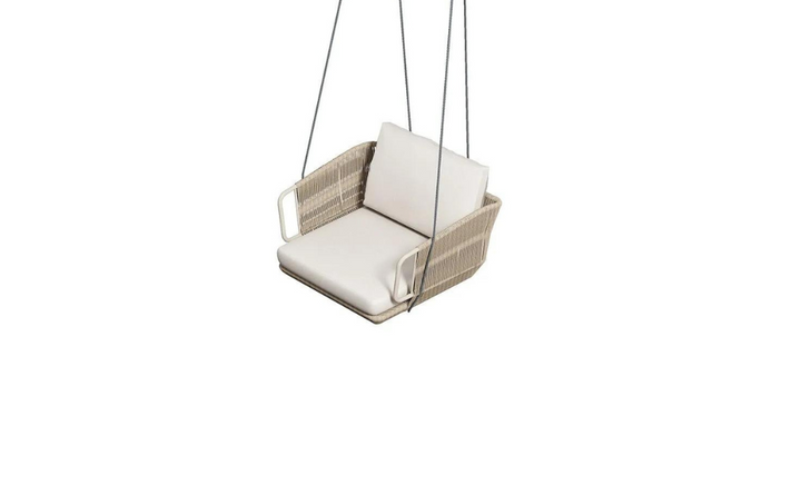 Benoit Single Seater Hanging Swing Without Stand For Balcony , Garden Swing (Beige) Braided & Rope