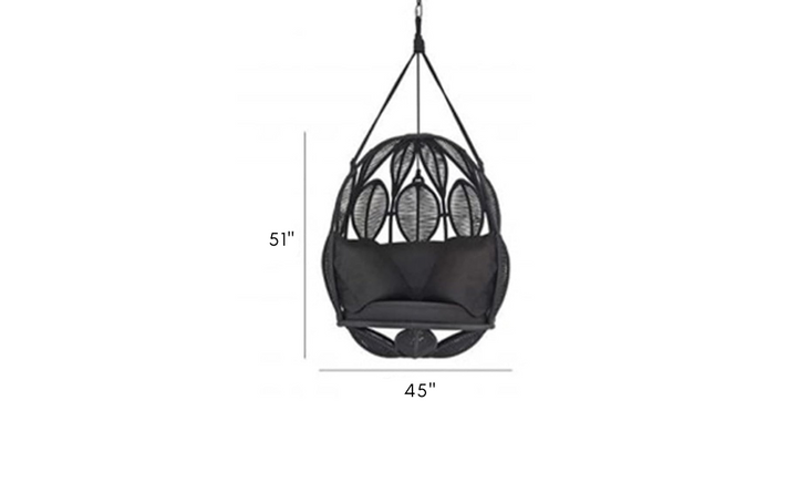 Tasse Single Seater Hanging Swing Without Stand For Balcony , Garden Swing (Black) Braided & Rope