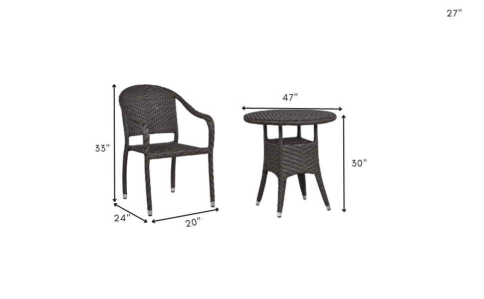 Roselle Outdoor Patio Seating Set 2 Chairs and 1 Table Set