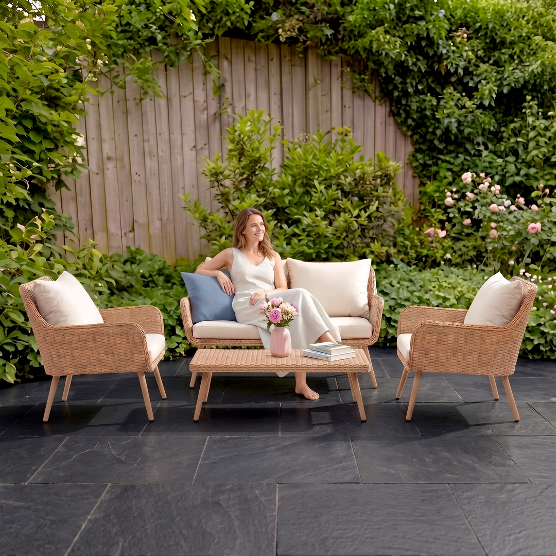 Violeta Outdoor Sofa Set 2 Seater, 2 Single seater and 1 Center Table (Brown)