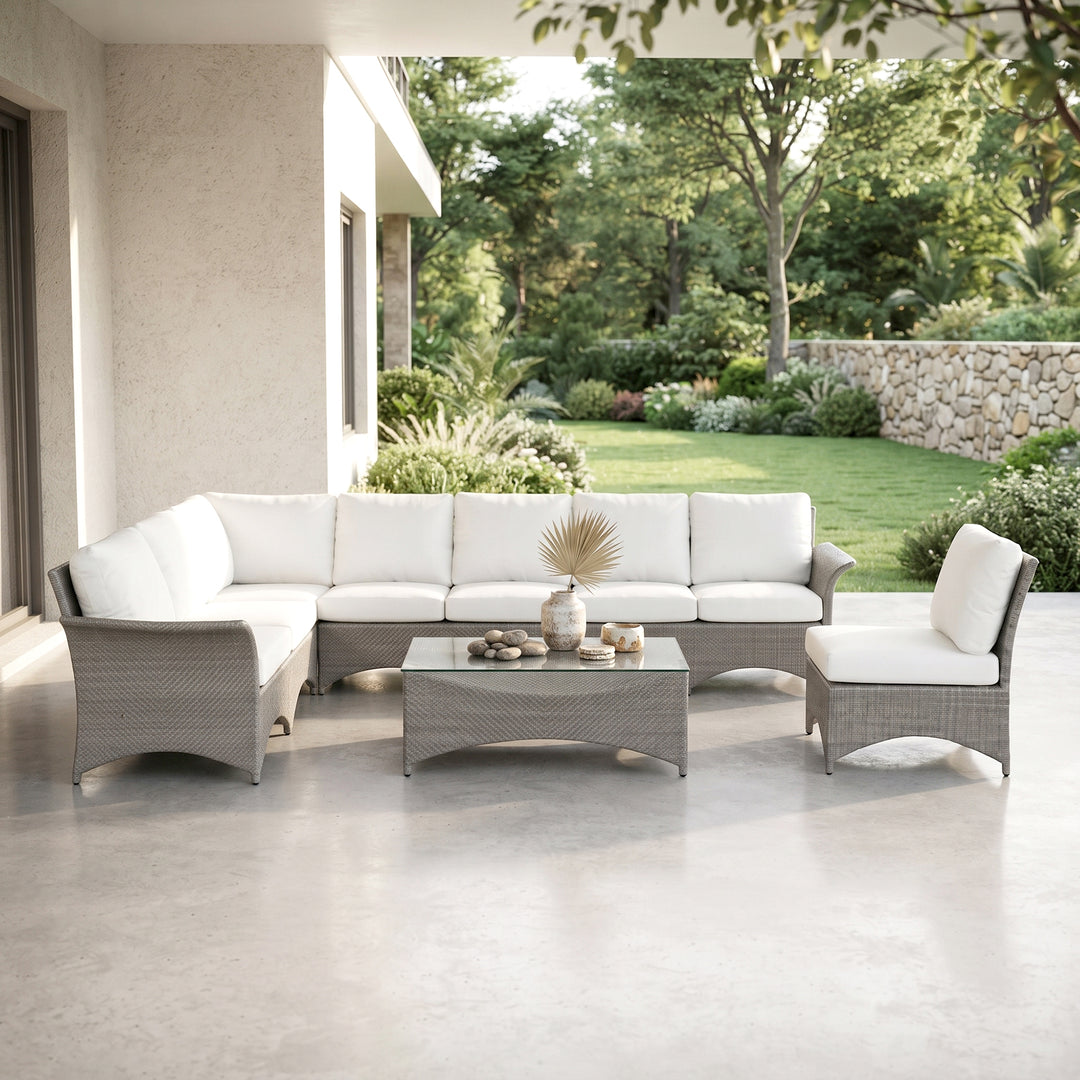 Vito Outdoor Patio Sofa Set 7 seater and 1 Center Table (cream)