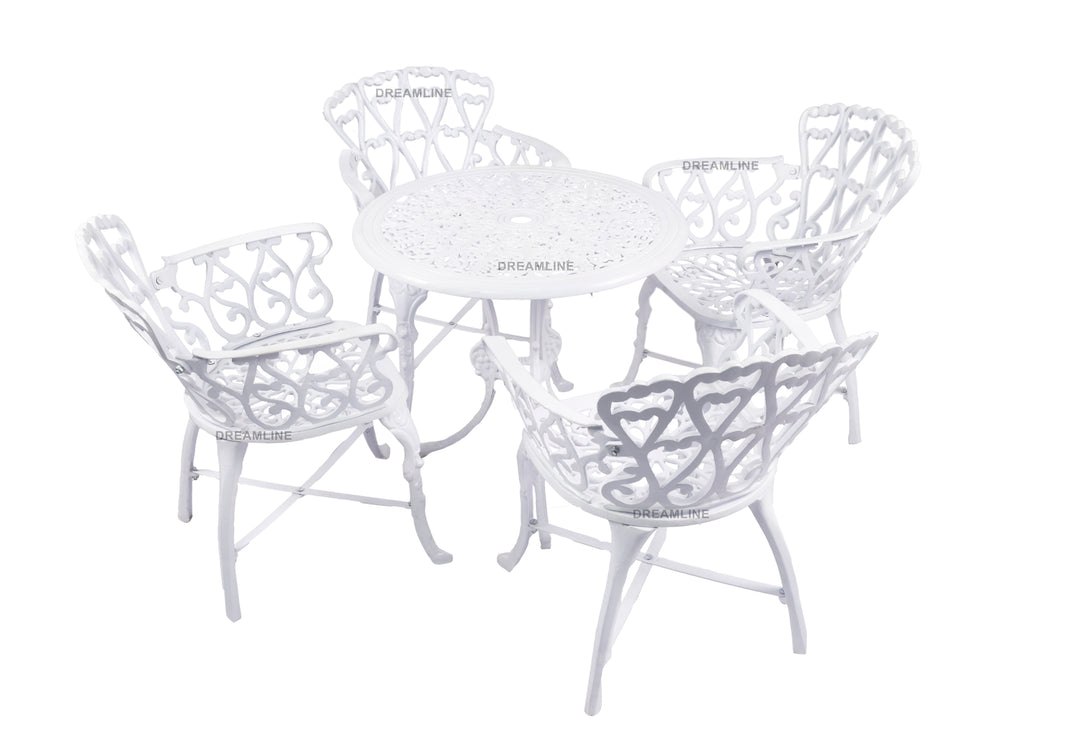 Rudi Cast Aluminium Garden Patio Seating 4 Chair and 1 Table Set