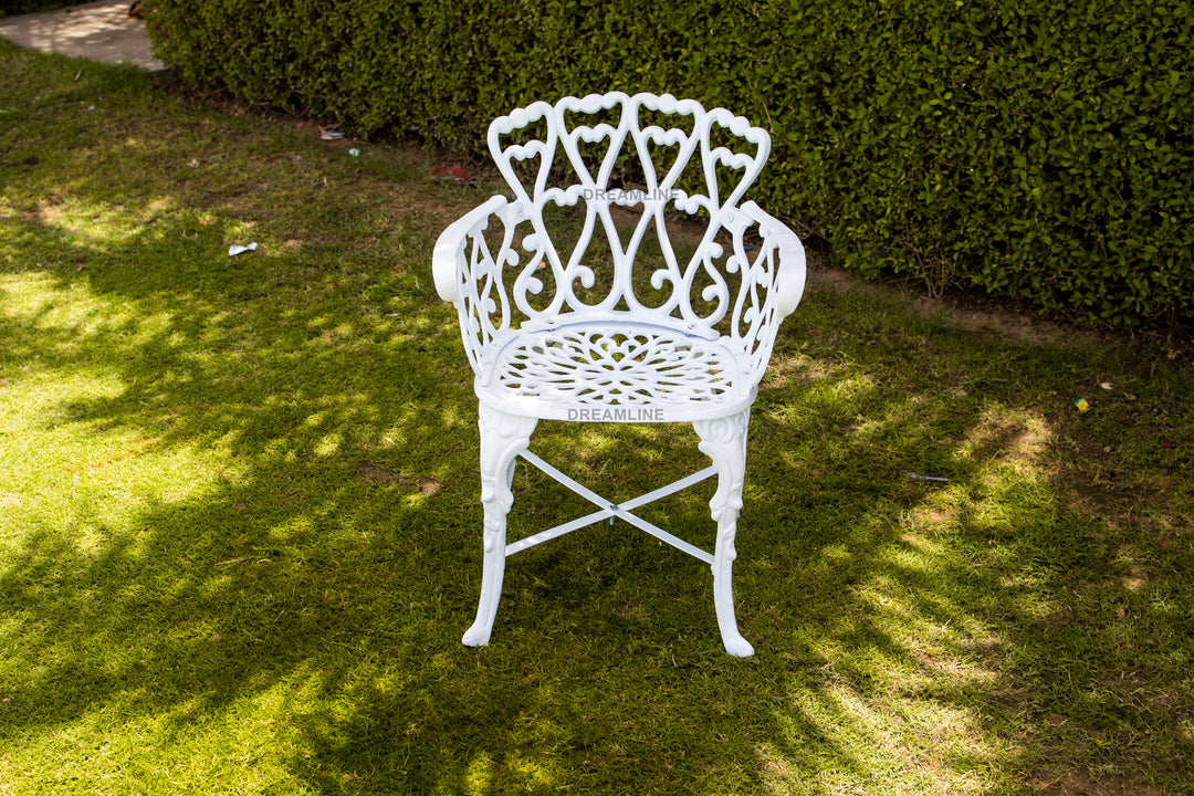 Poli Cast Aluminium Garden Patio Single Seater Chair (White)