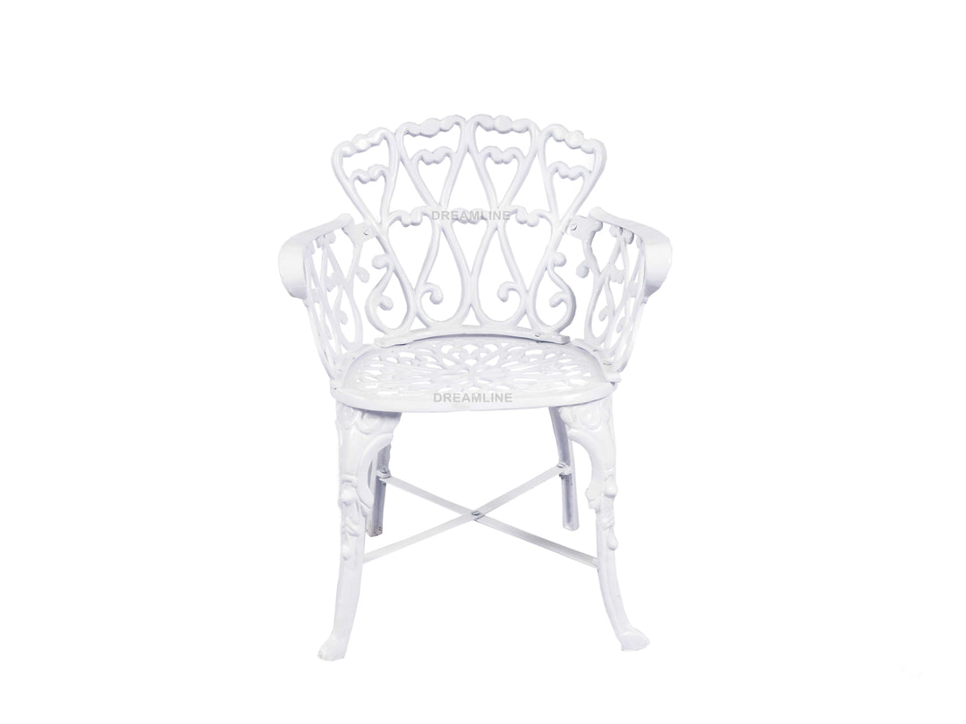 Zina Cast Aluminium Garden Patio Seating 3 Chair and 1 Table Set (White)