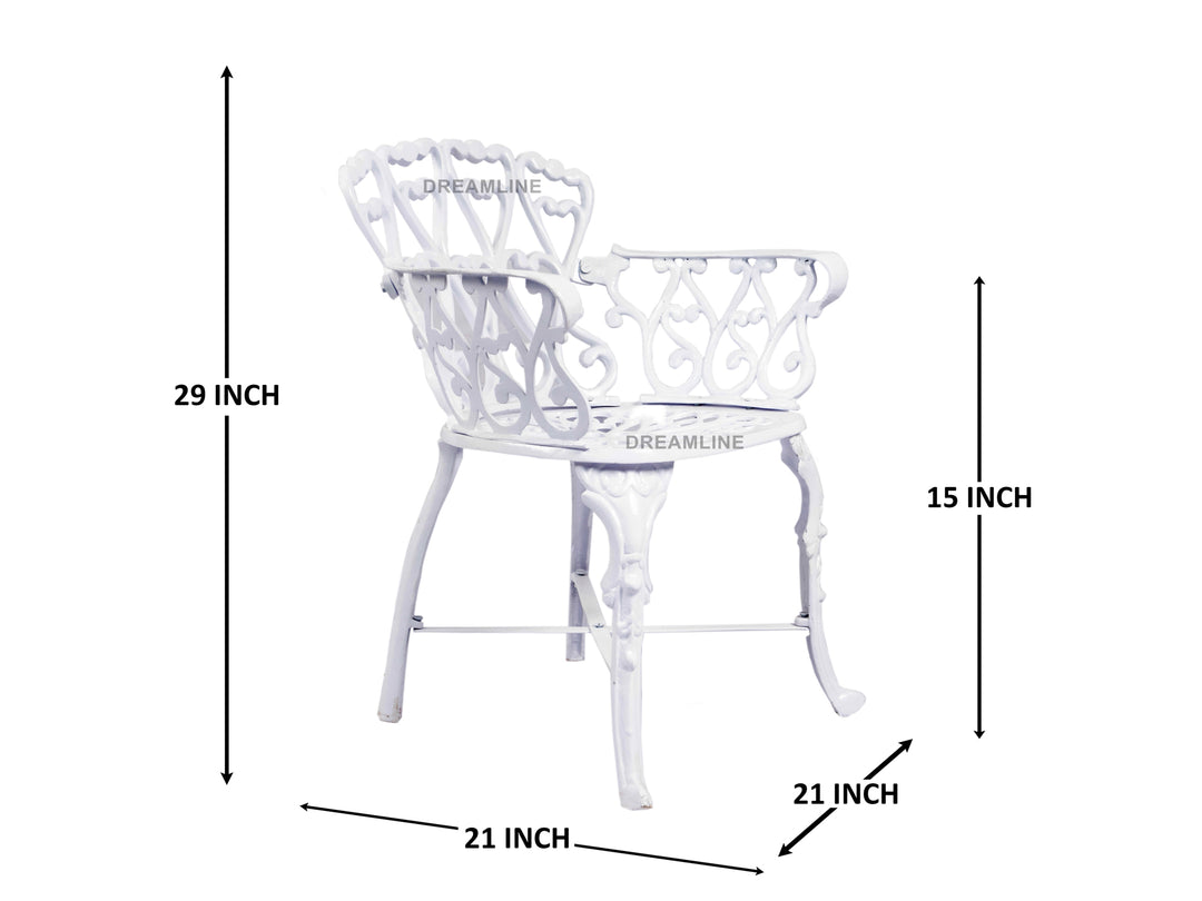 Zina Cast Aluminium Garden Patio Seating 3 Chair and 1 Table Set (White)