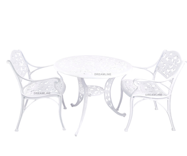 Lenz Cast Aluminium Garden Patio Seating 2 Chair and 1 Table Set