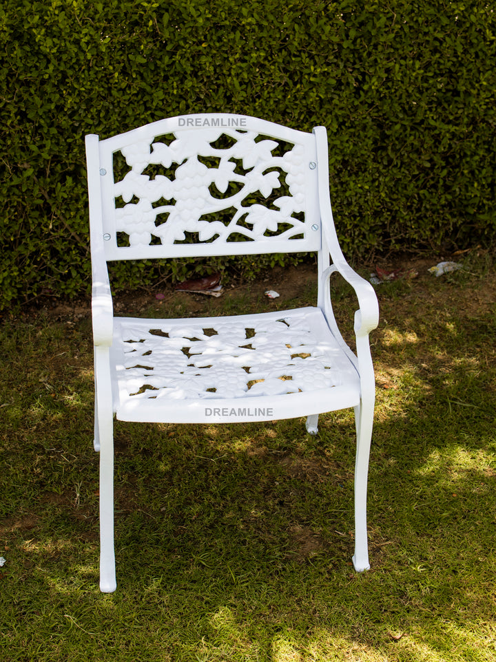 Lenz Cast Aluminium Garden Patio Seating 2 Chair and 1 Table Set (White)