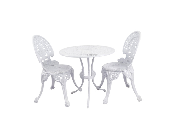 KIYA Cast Aluminium Garden Patio Seating 2 Chair and 1 Table Set