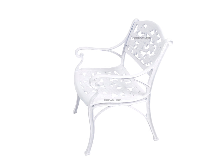 Tilo Cast Aluminium Garden Patio Seating 4 Chair and 1 Table Set (White)