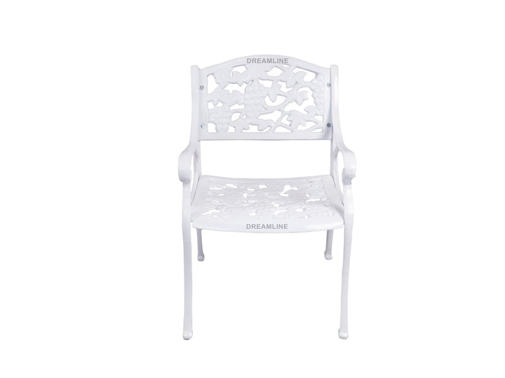 Rahel Cast Aluminium Garden Patio Seating 3 Chair and 1 Table Set (White)
