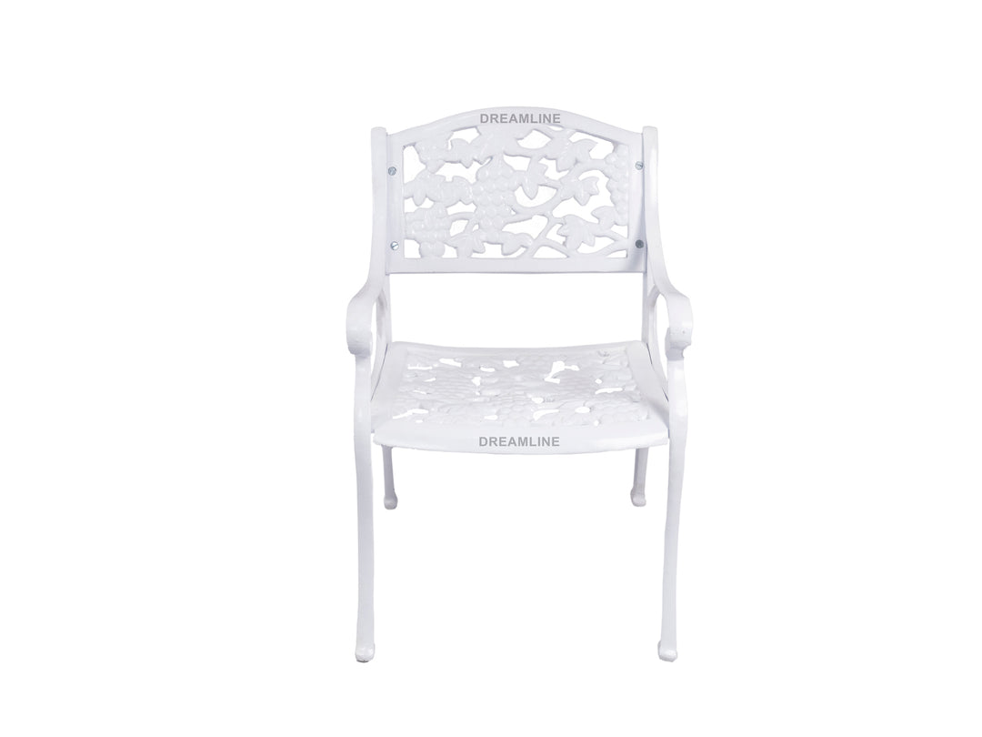 Lenz Cast Aluminium Garden Patio Seating 2 Chair and 1 Table Set (White)