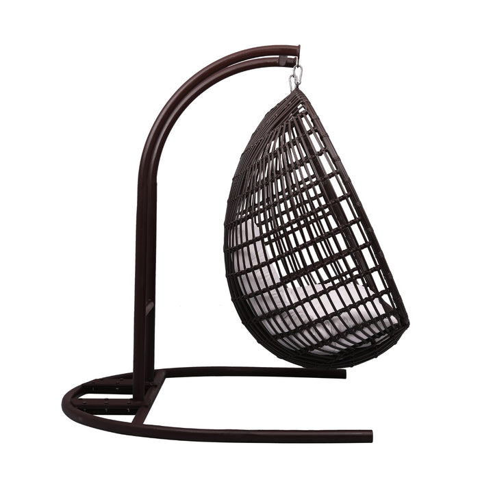 Urbano Double Seater Hanging Swing With Stand For Balcony, Garden Swing (Dark Brown)