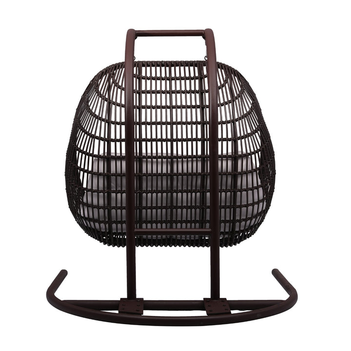 Urbano Double Seater Hanging Swing With Stand For Balcony, Garden Swing (Dark Brown)
