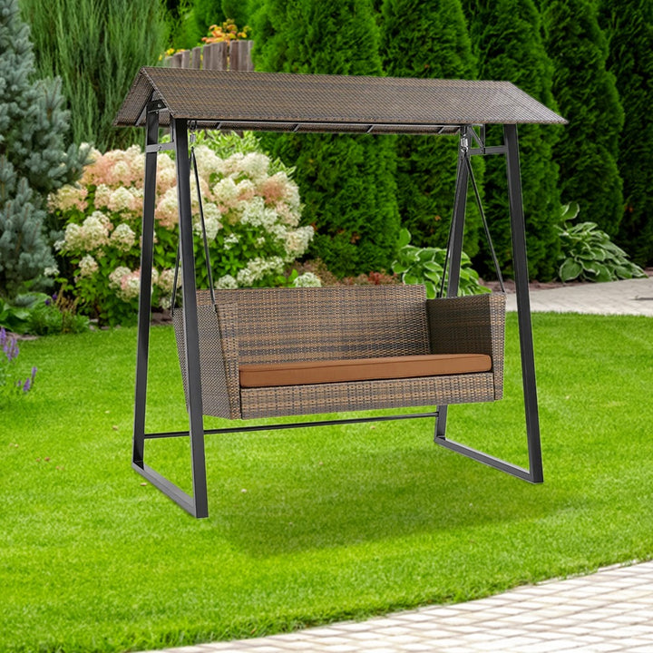 Lince Double Seater Hanging Swing With Stand For Balcony, Garden Swing (Brown)