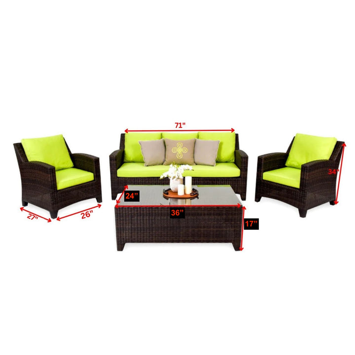 Alfonsoo Outdoor Patio Sofa Set 5 Seater and 1 Center Table (Dark brown)