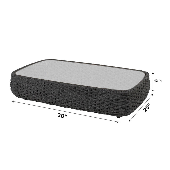 Deskoy Outdoor Garden Balcony Sofa Set 2 Seater, 2 Single seater and 1 Center Table Set, Braid & Rope (Black)