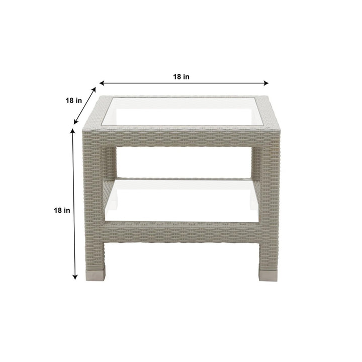 Hudson Outdoor Garden Balcony Sofa Set 3 Seater, 2 Seater With 2 Single Seater and 1 Center Table With 1 Side Table Set (White)