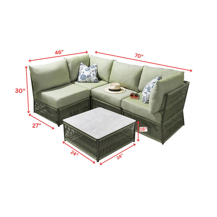 Castillo Outdoor Sofa Set 4 Seater and 1 Center Table Set Braided & Rope