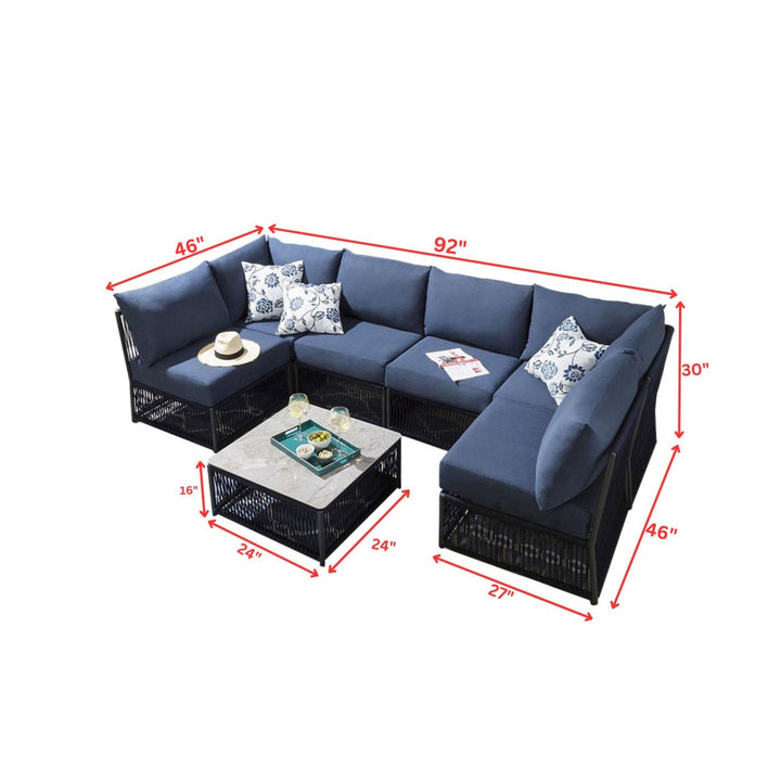Jerez Outdoor Sofa Set 6 Seater and 1 Center Table Set Braided & Rope