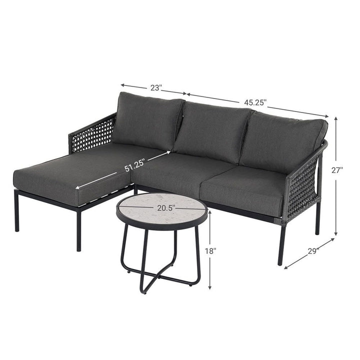 Tryfone Outdoor Garden Balcony Sofa Set 4 Seater 1 Center Table Set (Dark Grey)