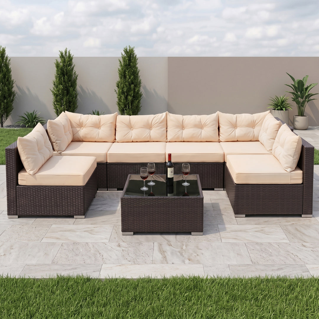 Zullo Outdoor Sofa Set 4 Seater, 2 Single seater and 1 Center Table (Black)