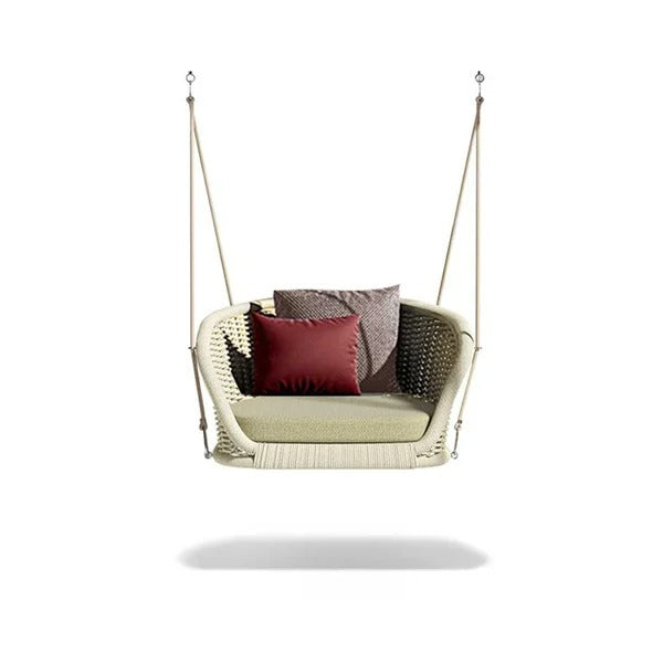 Noxe Single Seater Hanging Swing Without Stand For Balcony , Garden Swing (Cream) Braided & Rope