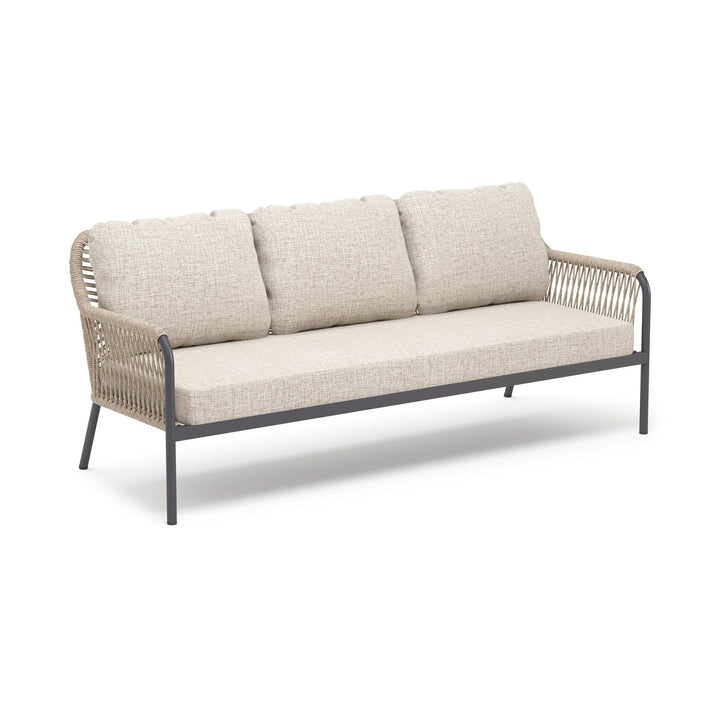 Jisax Outdoor Garden Balcony Sofa Set 3 Seater,2 Single seater and 2 Center Table Set (Beige) Braided and Rope