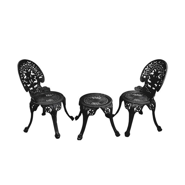 Zinc Cast Aluminium Garden Patio Seating 2 Chair and 1 Table Set