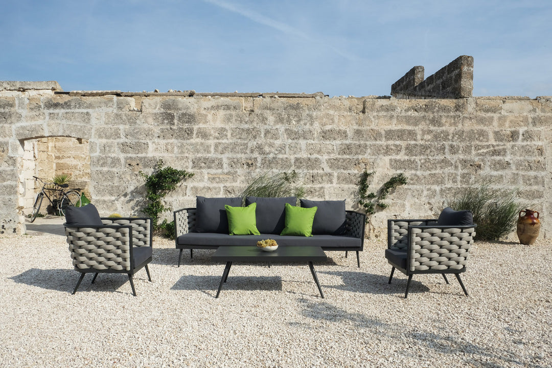 Amando Outdoor Sofa Set 2 Seater , 2 Single seater and 1 Center Table Braided & Rope