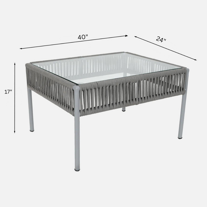 Elsie Outdoor Sofa Set 2 Seater, 2 Single seater and 1 Center Table (Grey) Braided & Rope