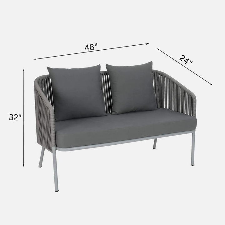 Elsie Outdoor Sofa Set 2 Seater, 2 Single seater and 1 Center Table (Grey) Braided & Rope