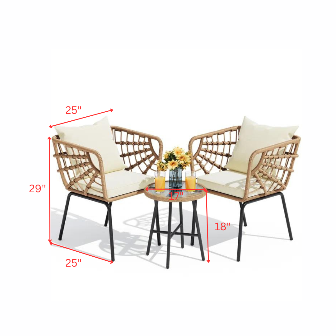 Aldric Outdoor Patio Seating Set 2 Chairs and 1 Table Set (Honey)