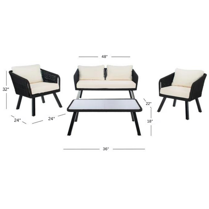 Deifilia Outdoor Sofa Set 2 Seater, 2 Single seater And 1 Table Set Braided & Rope