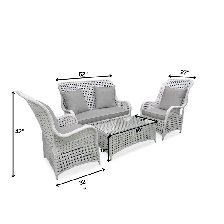 Cruzita Outdoor Sofa Set 2 Seater, 2 Single seater and 1 Center Table (White)