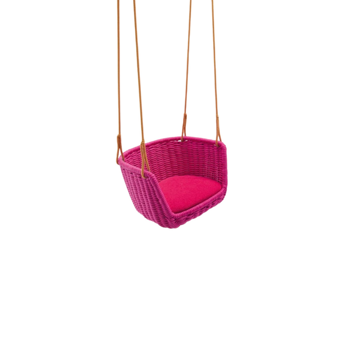 Jenaro Single Seater Hanging Swing Without Stand For Balcony, Garden Swing (Pink) Braided & Rope