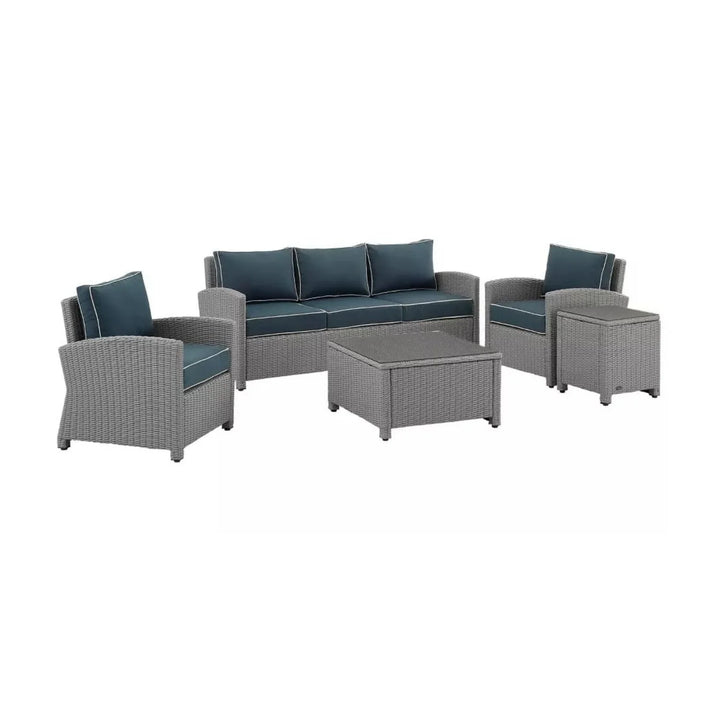 Krane Outdoor Garden Balcony Sofa Set 3 Seater, 2 Single seater, 1 Side table and 1 Center Table Conversation Set (Grey)