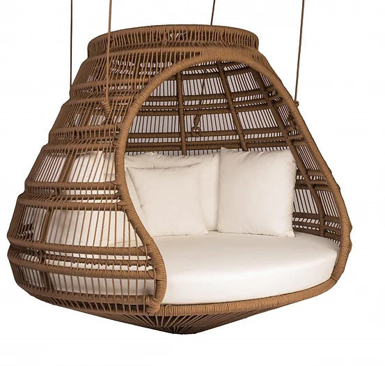 Symba Three Seater Hanging Swing Without Stand For Balcony , Garden Swing (Dark Brown )