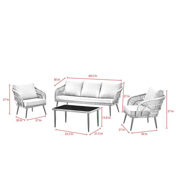 Elodia Outdoor Sofa Set 2 Seater , 2 Single seater and 1 Center Table