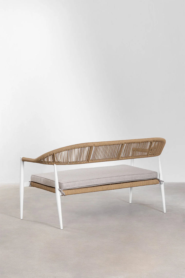Marianela Outdoor Sofa Set 2 Seater, 2 Single seater and 1 Center Table Set (White) Braided & Rope