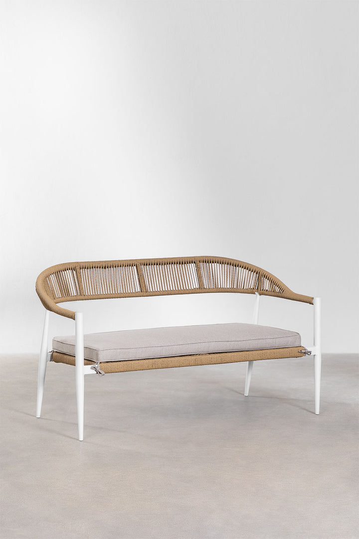 Marianela Outdoor Sofa Set 2 Seater, 2 Single seater and 1 Center Table Set (White) Braided & Rope